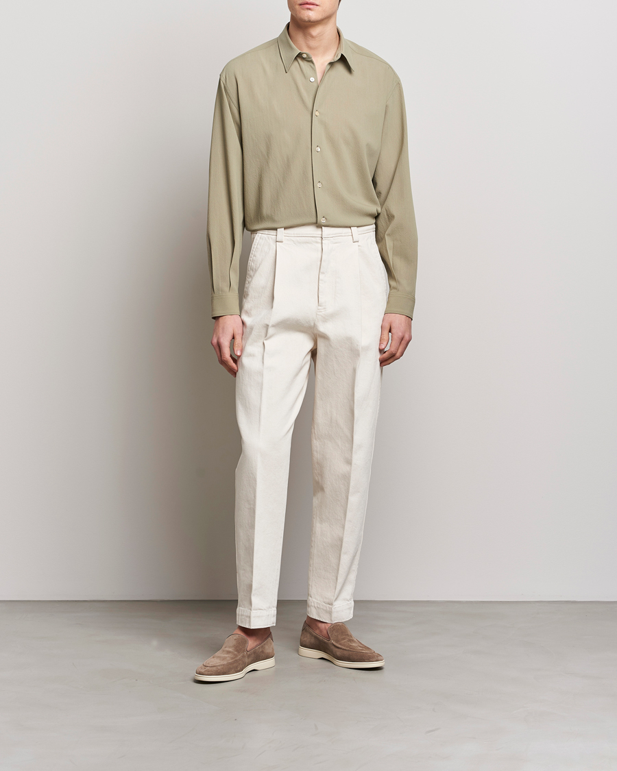 Mies | Kauluspaidat | Auralee | Viyella Wool Shirt Light Khaki