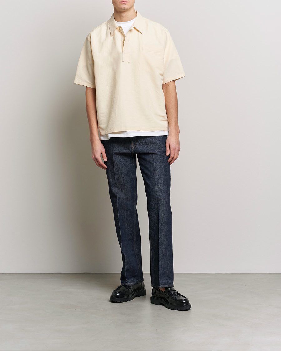 Mies | Kauluspaidat | Auralee | Finx Linen Half Sleeved Shirt Ecru