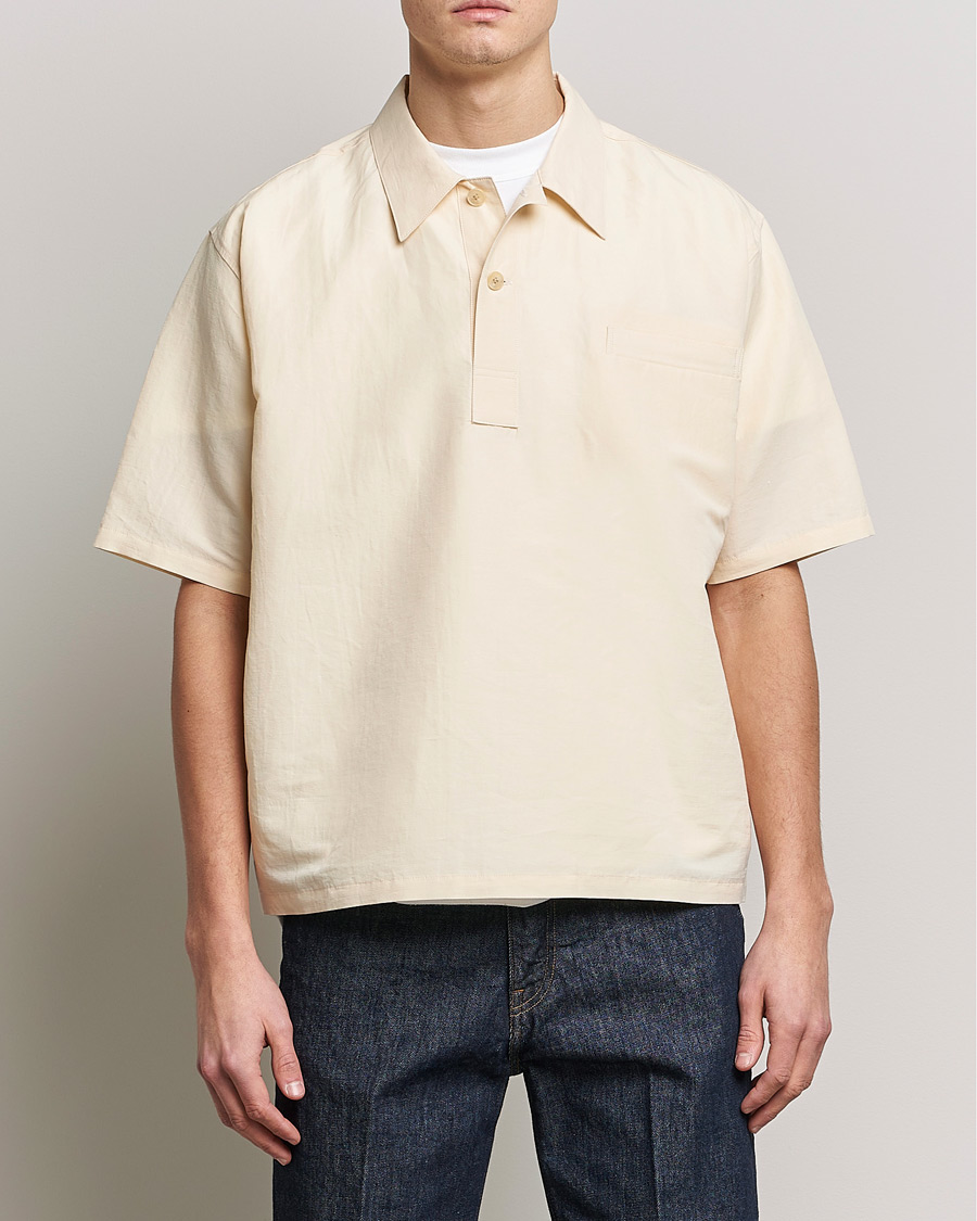 Mies | Luxury Brands | Auralee | Finx Linen Half Sleeved Shirt Ecru