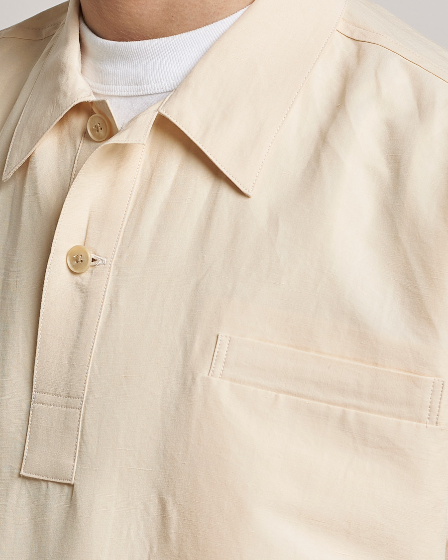 Mies | Kauluspaidat | Auralee | Finx Linen Half Sleeved Shirt Ecru