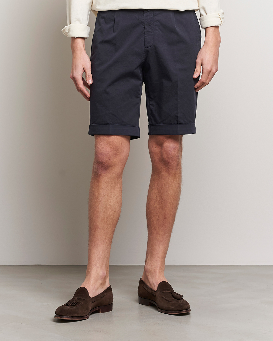Mies | Chino-shortsit | Briglia 1949 | Pleated Cotton Shorts Navy