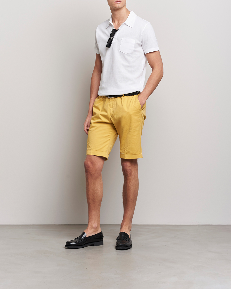 Mies | Shortsit | Briglia 1949 | Pleated Cotton Shorts Yellow