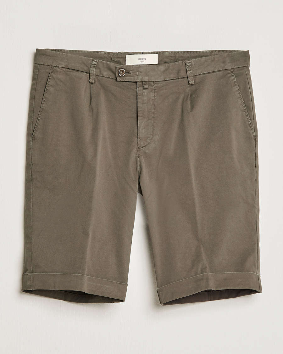 Mies | Shortsit | Briglia 1949 | Pleated Cotton Shorts Brown