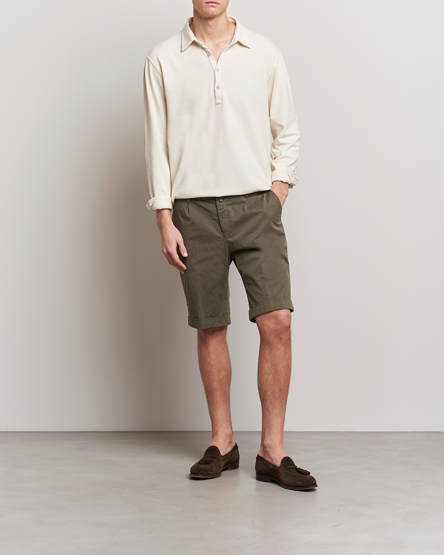 Mies | Shortsit | Briglia 1949 | Pleated Cotton Shorts Brown
