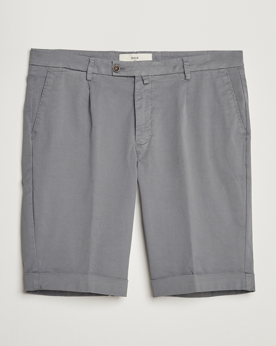 Mies | Shortsit | Briglia 1949 | Pleated Cotton Shorts Grey