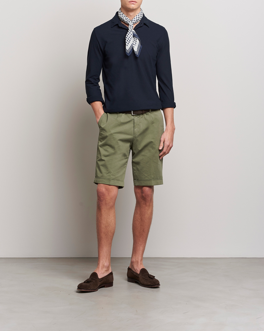 Mies | Shortsit | Briglia 1949 | Pleated Cotton Shorts Olive