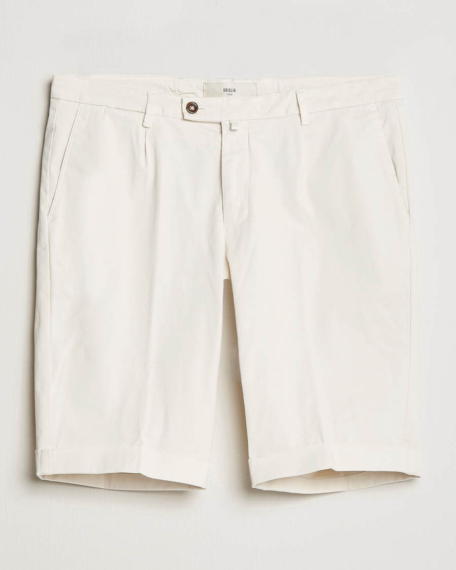 Mies | Shortsit | Briglia 1949 | Pleated Cotton Shorts Cream