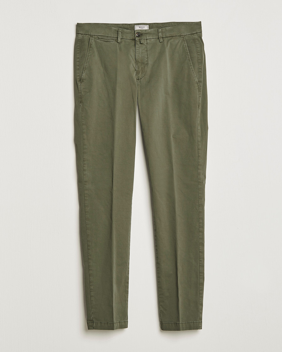 Mies | Housut | Briglia 1949 | Tapered Fit Cotton Twill Stretch Chinos Olive