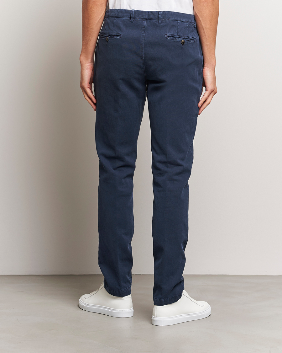 Mies | Housut | Briglia 1949 | Slim Fit Diagonal Cotton Stretch Trousers Navy