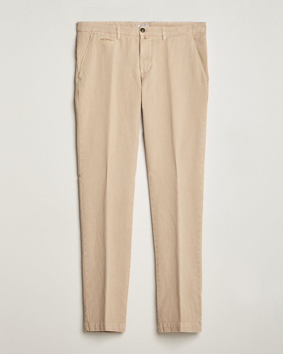 Mies |  | Briglia 1949 | Slim Fit Diagonal Cotton Stretch Trousers Beige