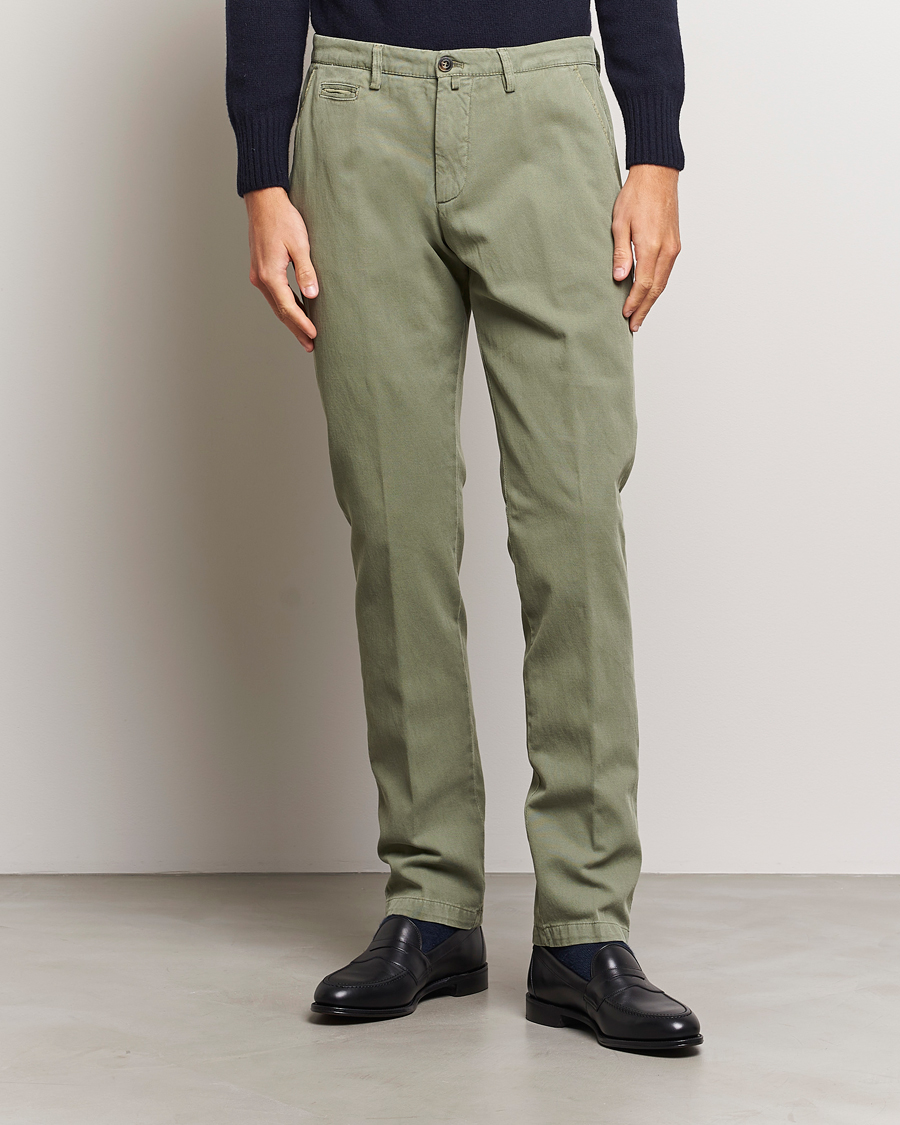 Mies | Pellavan paluu | Briglia 1949 | Slim Fit Diagonal Cotton Stretch Trousers Olive