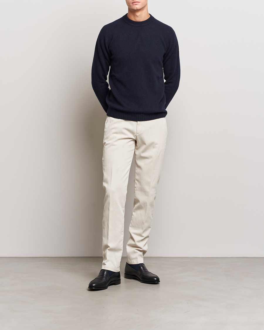 Mies | Housut | Briglia 1949 | Slim Fit Diagonal Cotton Stretch Trousers Cream