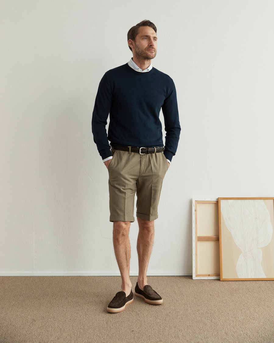 Mies | Shortsit | Briglia 1949 | Linen/Cotton Shorts Olive