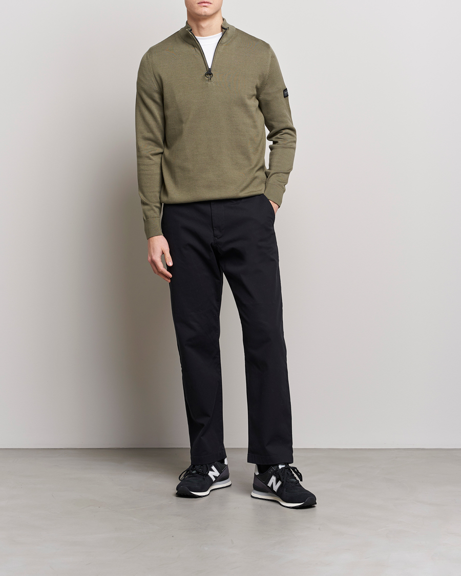 Mies | Puserot | Barbour International | Cotton Half Zip Light Moss
