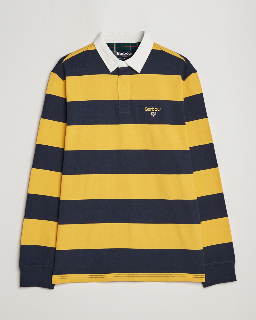 Mies | Puserot | Barbour Lifestyle | Hollywell Striped Rugby Navy/Yellow