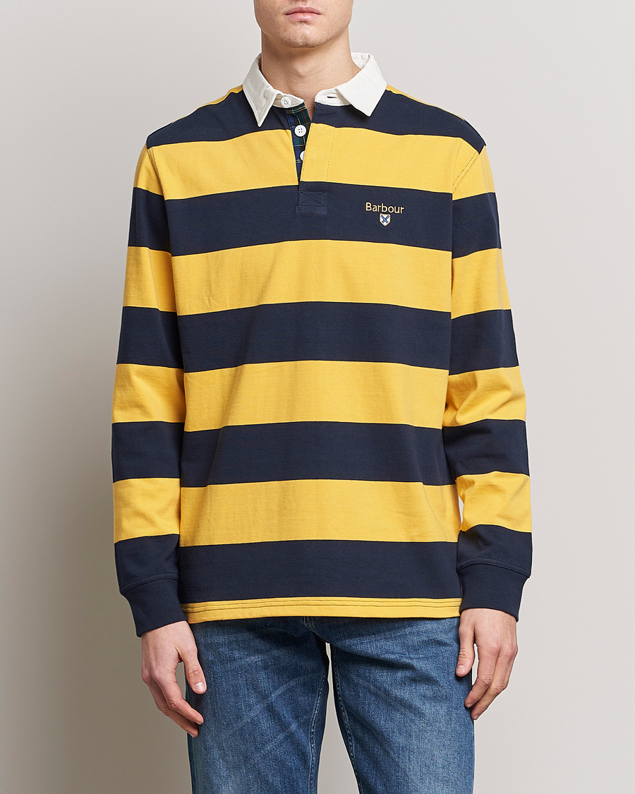 Mies | Rugby-paidat | Barbour Lifestyle | Hollywell Striped Rugby Navy/Yellow