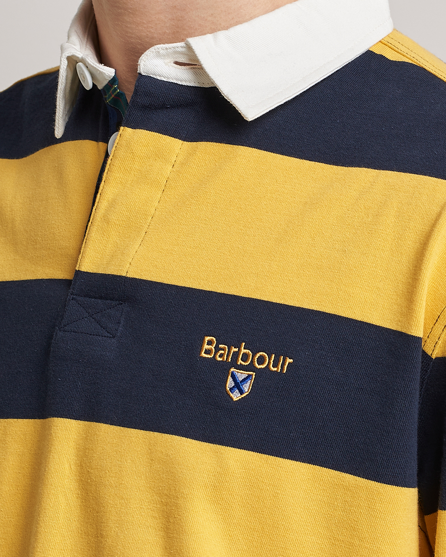Mies | Puserot | Barbour Lifestyle | Hollywell Striped Rugby Navy/Yellow