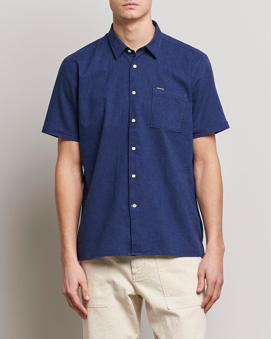 Mies |  | Barbour Lifestyle | Tailored Fit Nelson Cotton/Linen Shirt Indigo