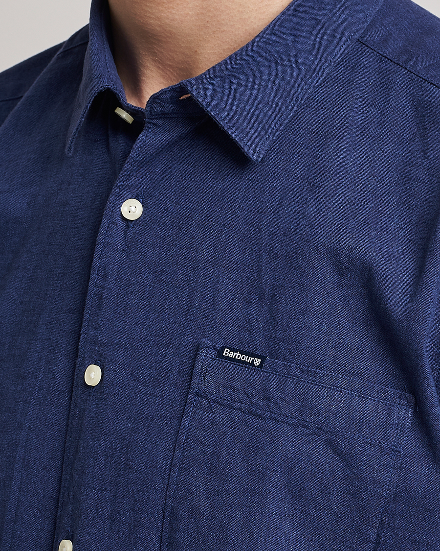 Mies | Kauluspaidat | Barbour Lifestyle | Tailored Fit Nelson Cotton/Linen Shirt Indigo