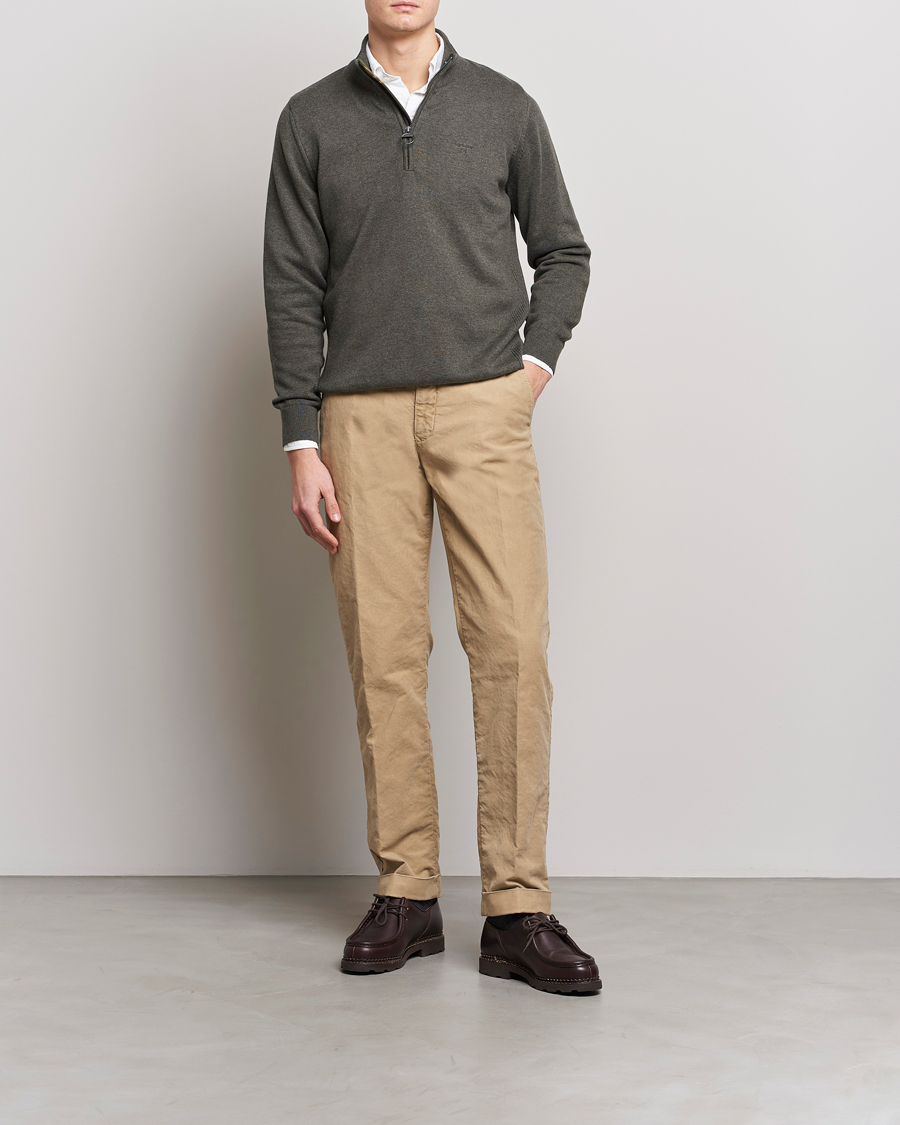 Mies | Puserot | Barbour Lifestyle | Cotton Half Zip Olive Marl