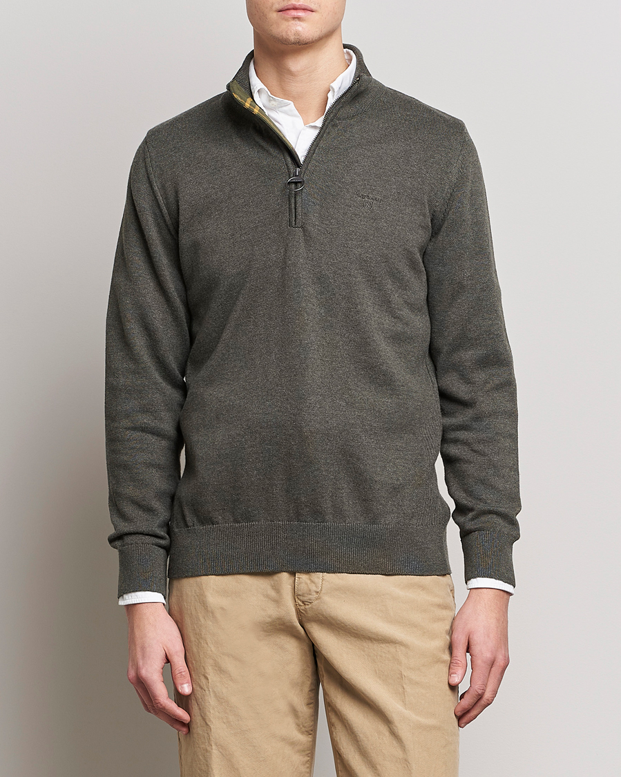 Mies | Puserot | Barbour Lifestyle | Cotton Half Zip Olive Marl