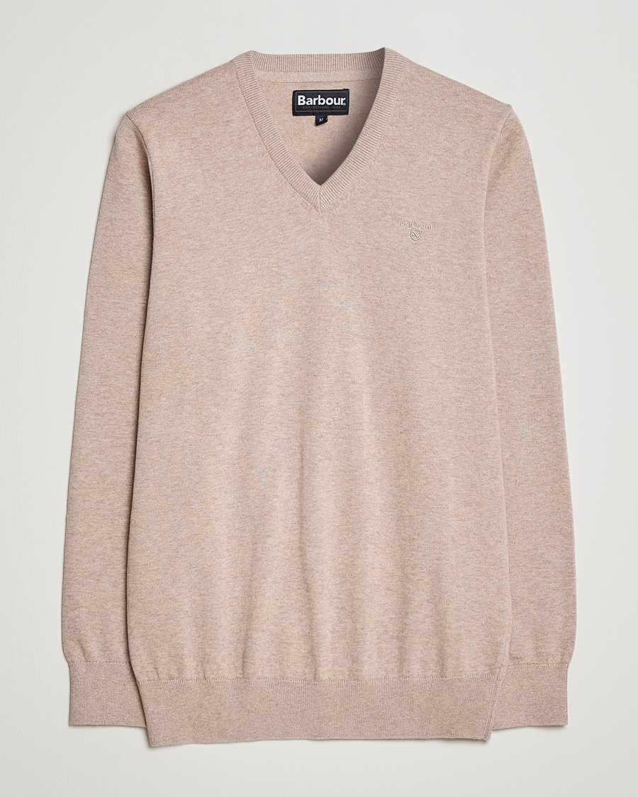 Mies | Puserot | Barbour Lifestyle | Pima Cotton V-Neck Sand Marl