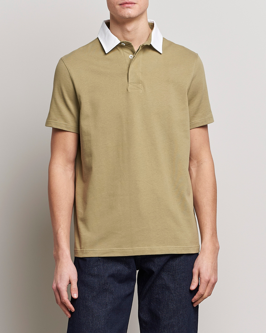 Mies | Rugby-paidat | Barbour White Label | Wilson Short Sleeve Cotton Polo Bleached Olive