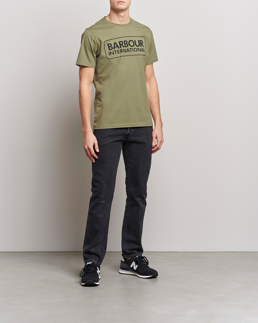 Mies | T-paidat | Barbour International | Large Logo Crew Neck Tee Light Moss