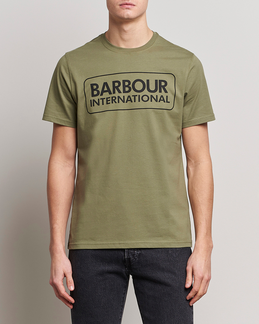 Mies | Lyhythihaiset t-paidat | Barbour International | Large Logo Crew Neck Tee Light Moss