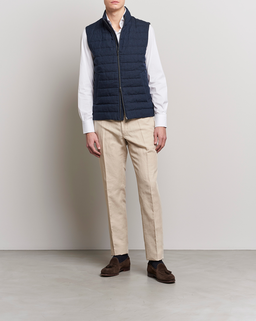 Mies | Ulkoliivit | Herno | Padded Linen Vest Navy