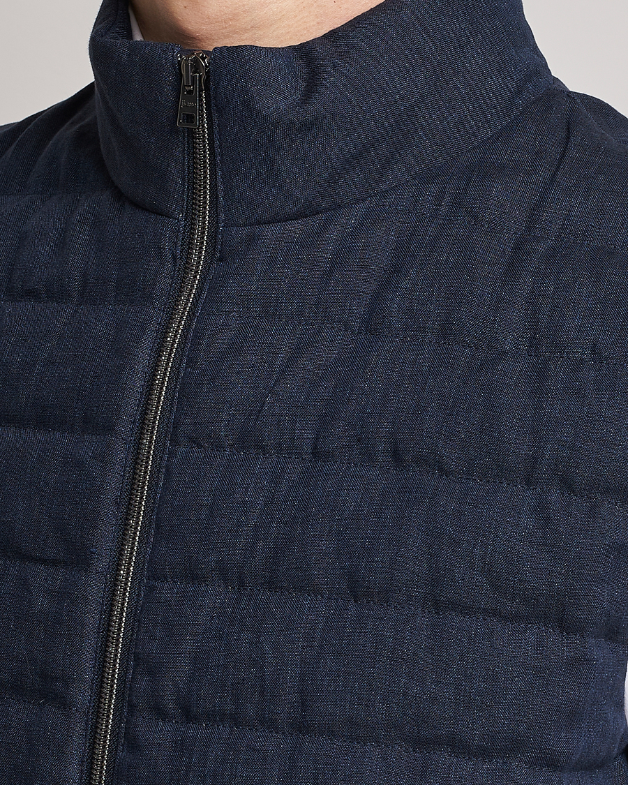 Mies | Ulkoliivit | Herno | Padded Linen Vest Navy