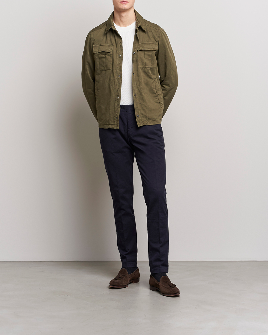 Mies | Takit | Herno | Washed Cotton/Linen Shirt Jacket Army Green