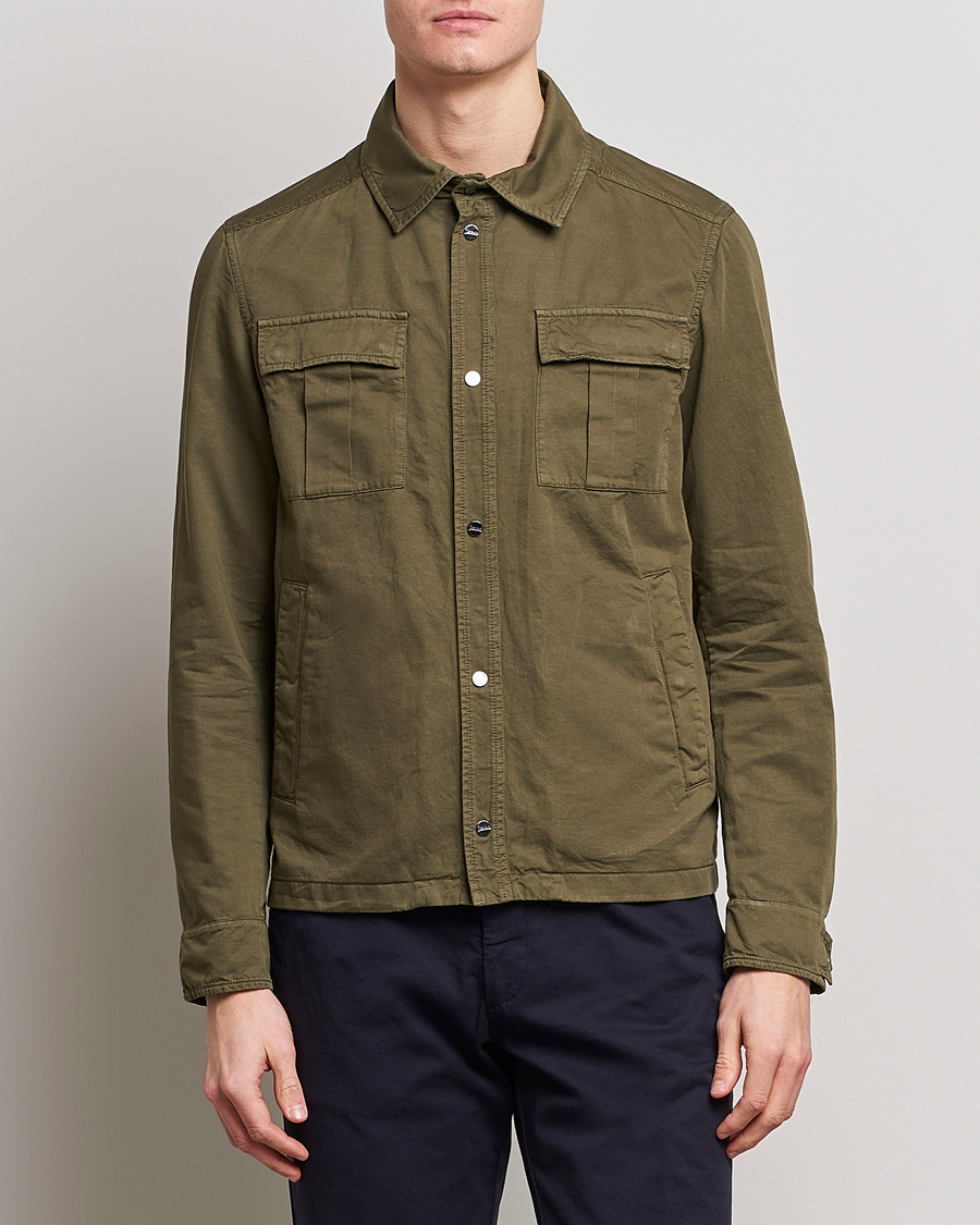 Mies | Herno | Herno | Washed Cotton/Linen Shirt Jacket Army Green