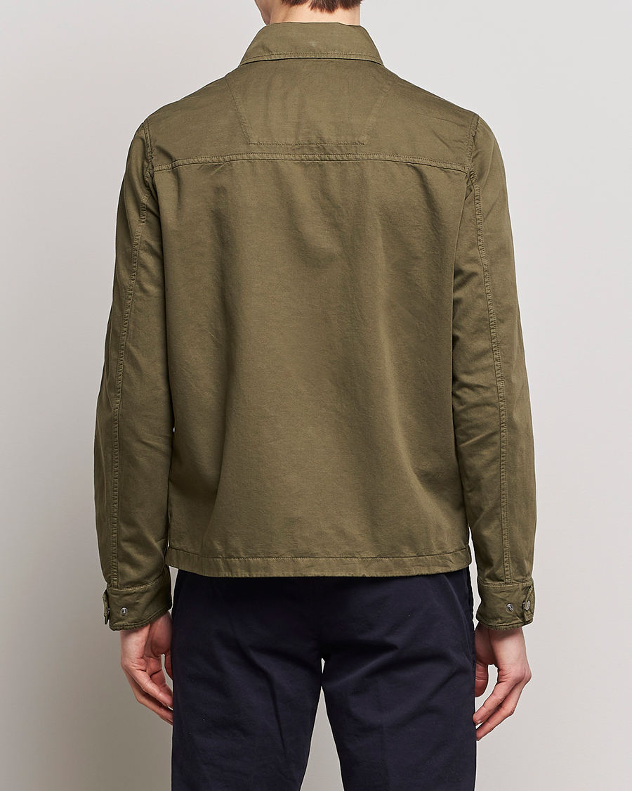 Mies | Takit | Herno | Washed Cotton/Linen Shirt Jacket Army Green