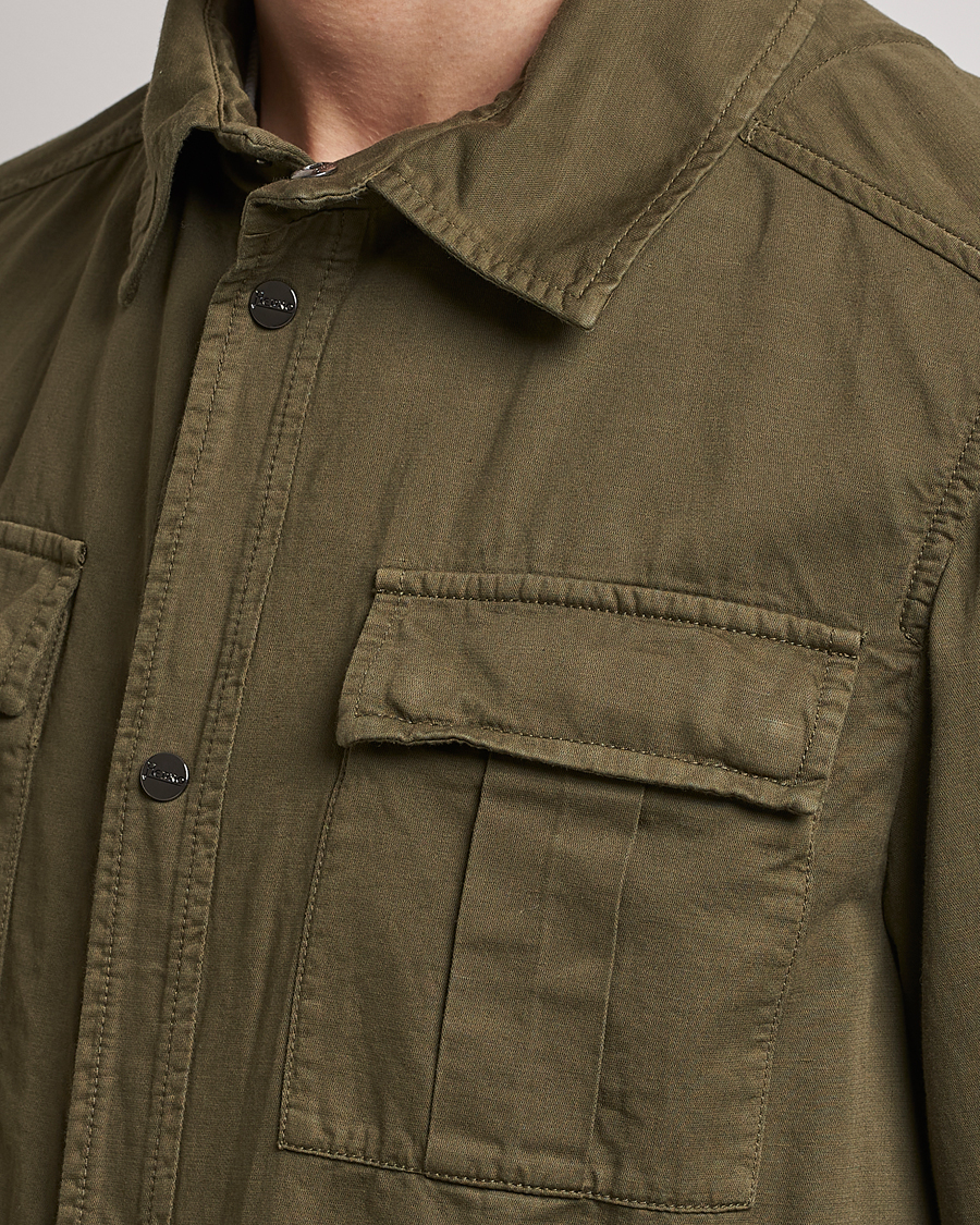 Mies | Takit | Herno | Washed Cotton/Linen Shirt Jacket Army Green