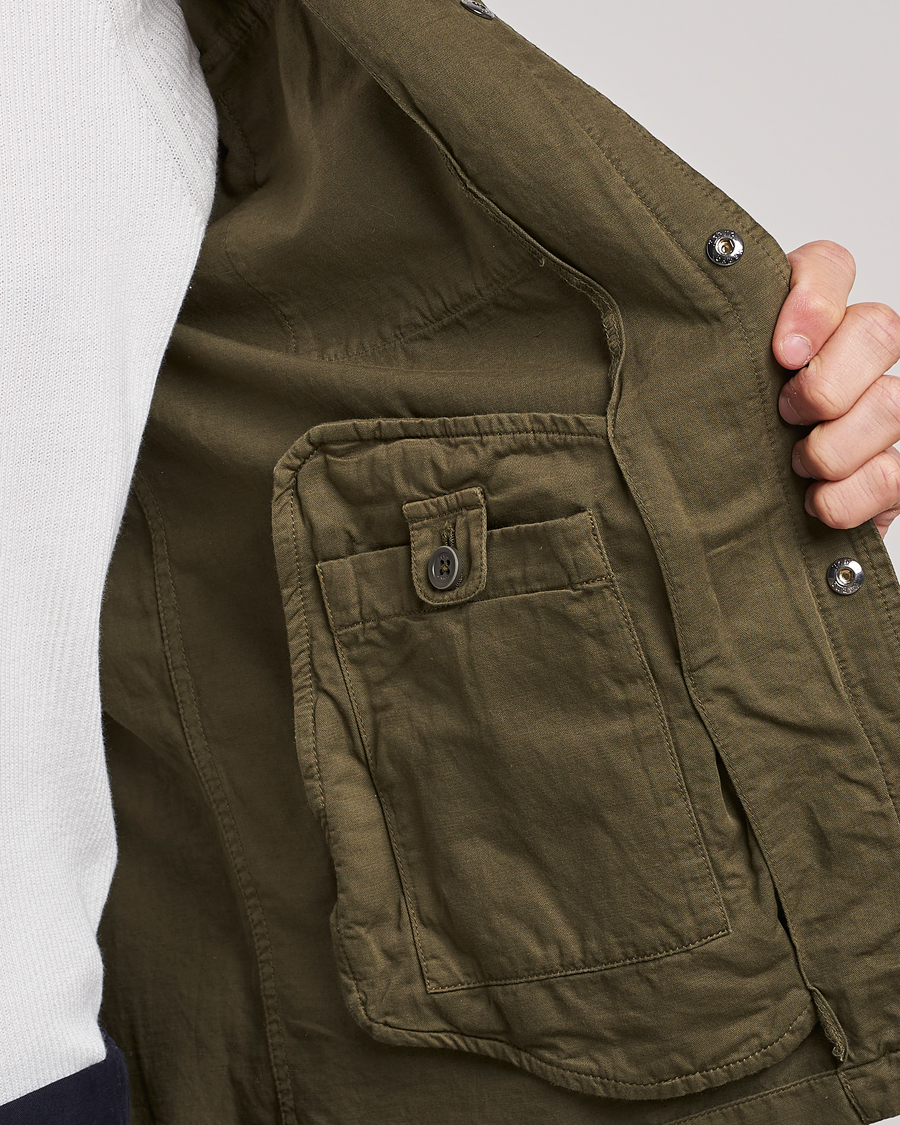 Mies | Takit | Herno | Washed Cotton/Linen Shirt Jacket Army Green