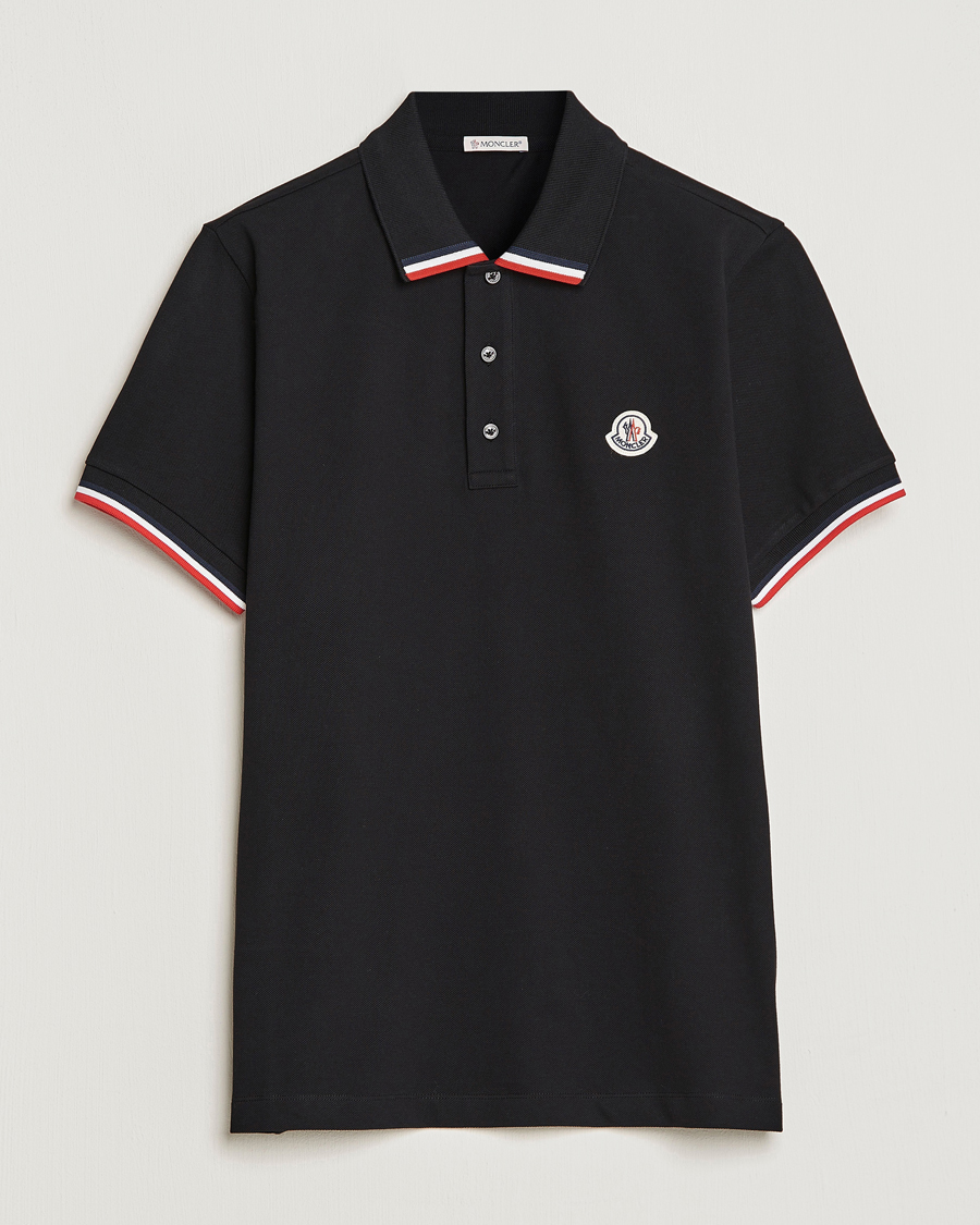 Mies | Pikeet | Moncler | Tricolor Rib Polo Black