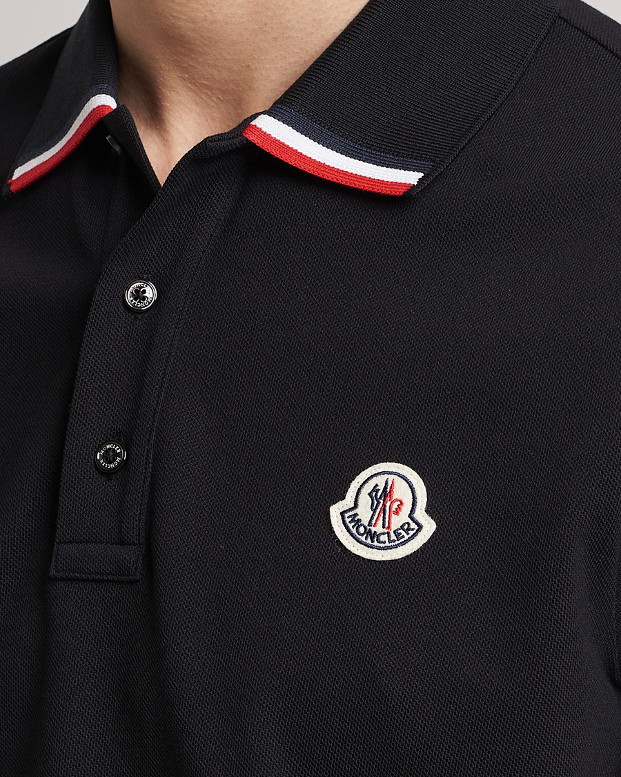 Mies | Pikeet | Moncler | Tricolor Rib Polo Black