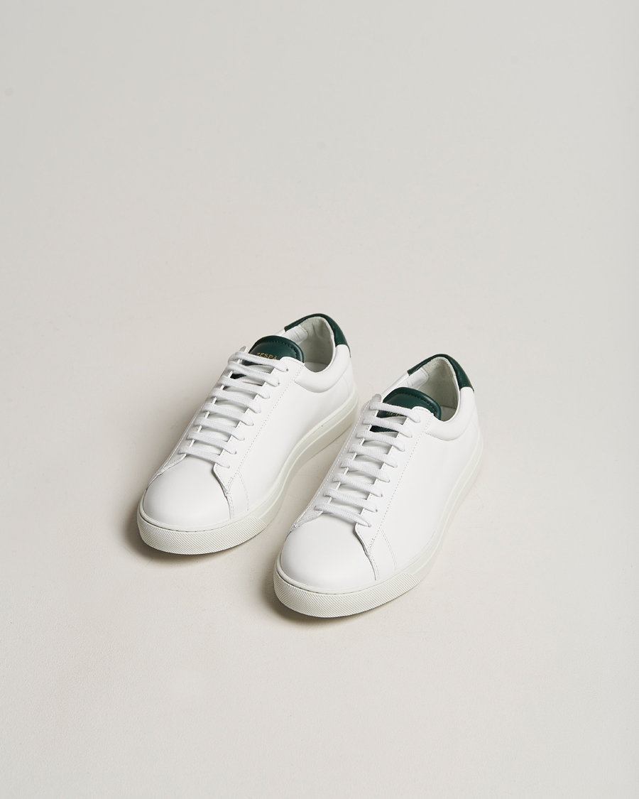 Mies | Matalavartiset tennarit | Zespà | ZSP4 Nappa Leather Sneakers White/Dark Green