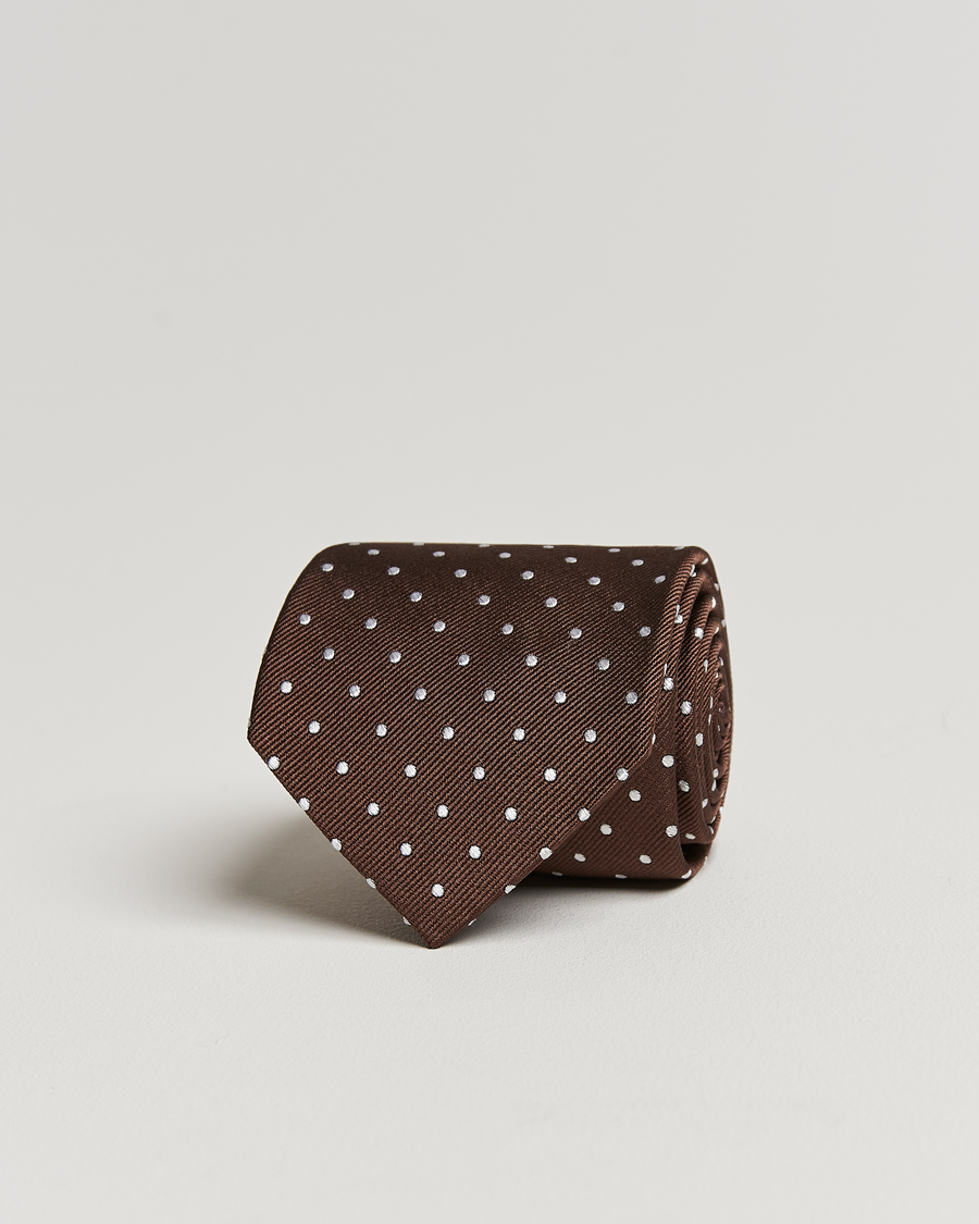 Mies | Solmiot | Amanda Christensen | Dot Classic Tie 8 cm Brown/White