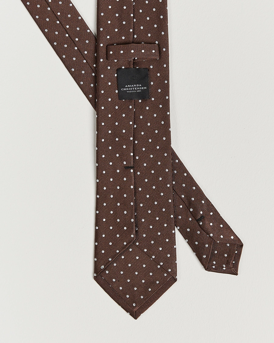 Mies | Solmiot | Amanda Christensen | Dot Classic Tie 8 cm Brown/White