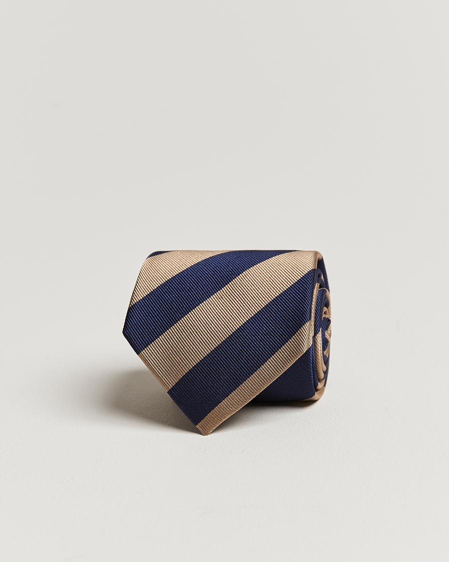 Mies | Solmiot | Amanda Christensen | Regemental Stripe Classic Tie 8 cm Sand/Navy