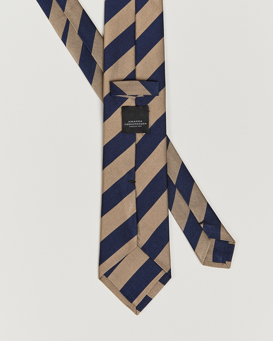 Mies | Solmiot | Amanda Christensen | Regemental Stripe Classic Tie 8 cm Sand/Navy