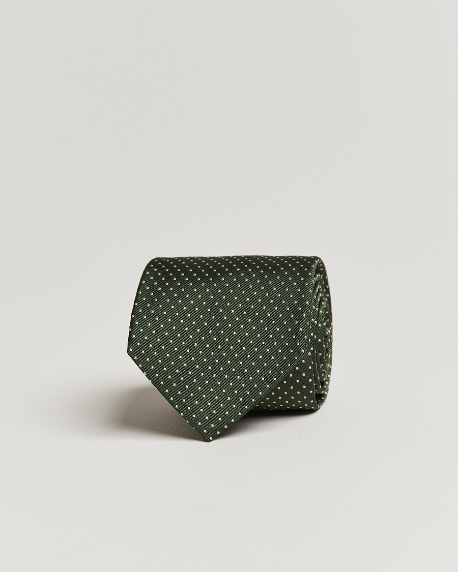 Mies | Amanda Christensen Micro Dot Classic Tie 8 cm Olive/White | Amanda Christensen | Micro Dot Classic Tie 8 cm Olive/White