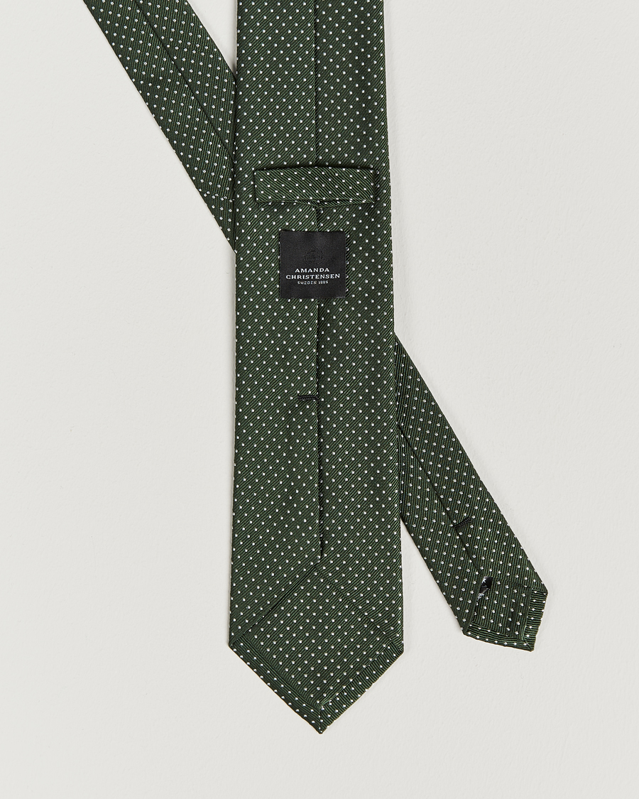 Mies | Amanda Christensen Micro Dot Classic Tie 8 cm Olive/White | Amanda Christensen | Micro Dot Classic Tie 8 cm Olive/White