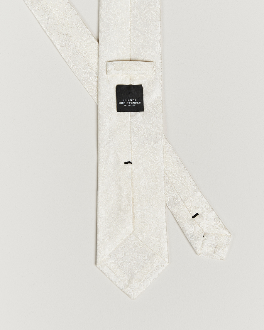 Mies | Solmiot | Amanda Christensen | Silk Tonal Paisley Tie 8 cm Cream