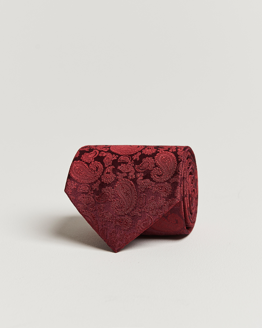 Mies |  | Amanda Christensen | Silk Tonal Paisley Tie 8 cm Wine
