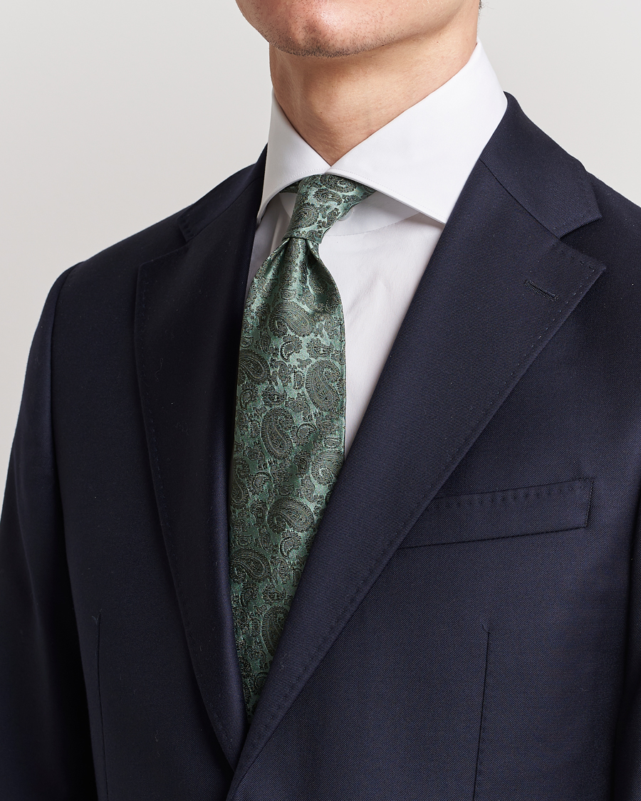 Mies | Solmiot | Amanda Christensen | Silk Tonal Paisley Tie 8 cm Olive