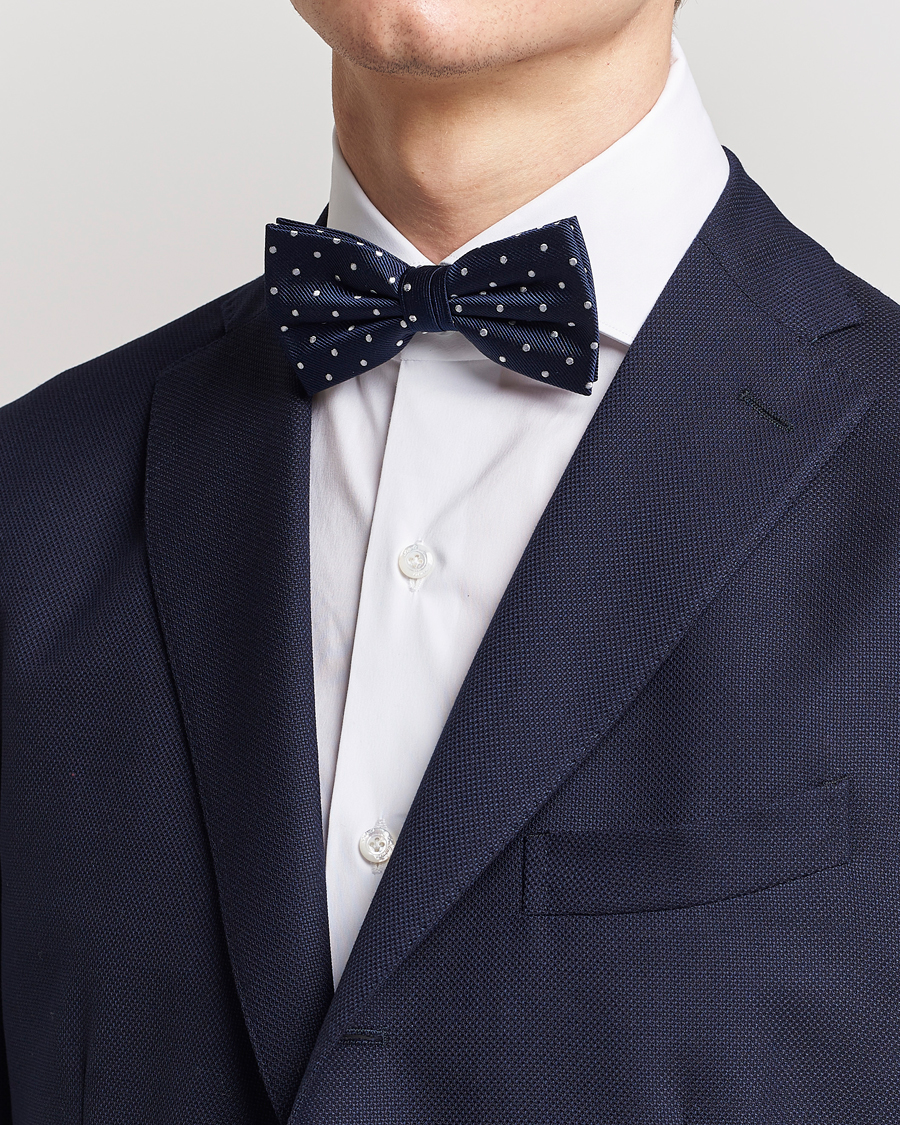 Mies | Amanda Christensen Dot Pre Tie Silk Navy/White | Amanda Christensen | Dot Pre Tie Silk Navy/White