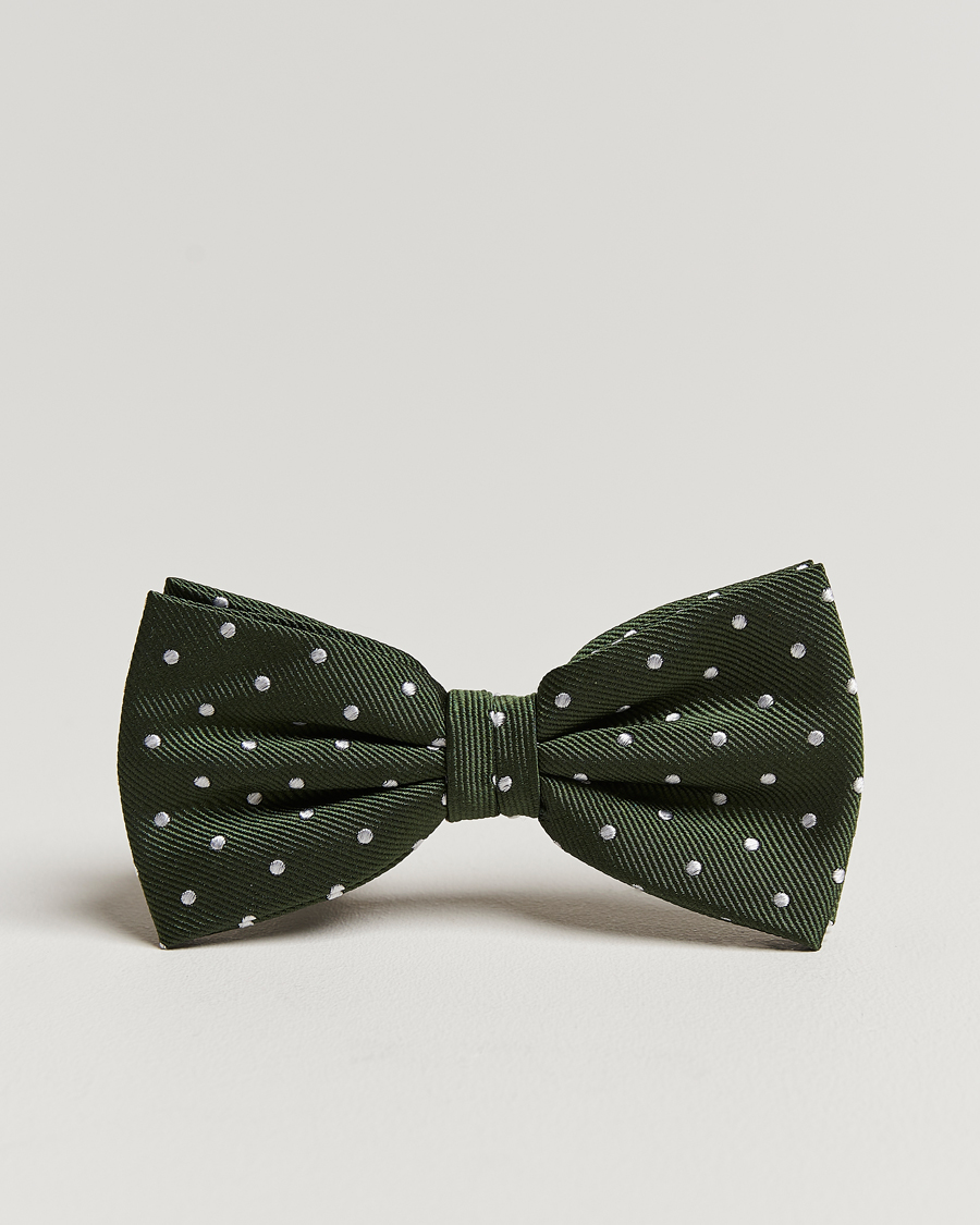 Mies | Amanda Christensen Dot Pre Tie Silk Olive/White | Amanda Christensen | Dot Pre Tie Silk Olive/White